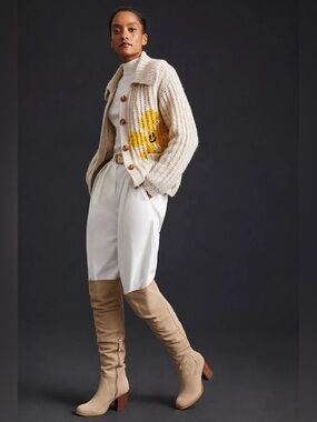 Pilcro Anthropologie Flower Power Sunshine Cardigan Knit Oversized M